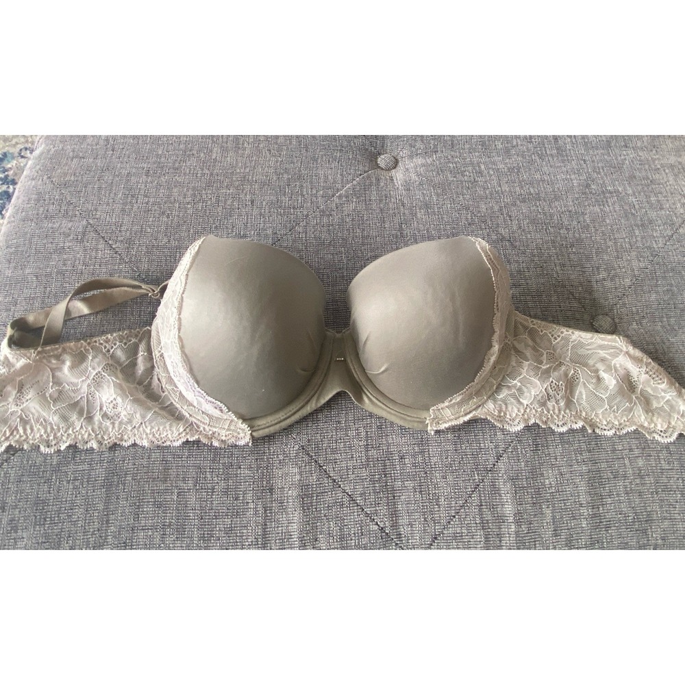 Victoria's Secret Dream Angels Demi‎ Bra Size 34D Lace Lined Gorgeous Sage Green